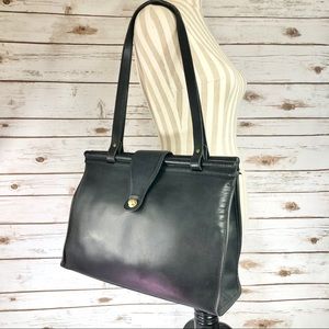Vintage Coach XL Black Leather Barclay Tote